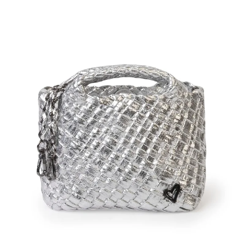 Trendy Threads Tiny Mini Woven Tote - Silver Stylish Totes, Exclusive Savings