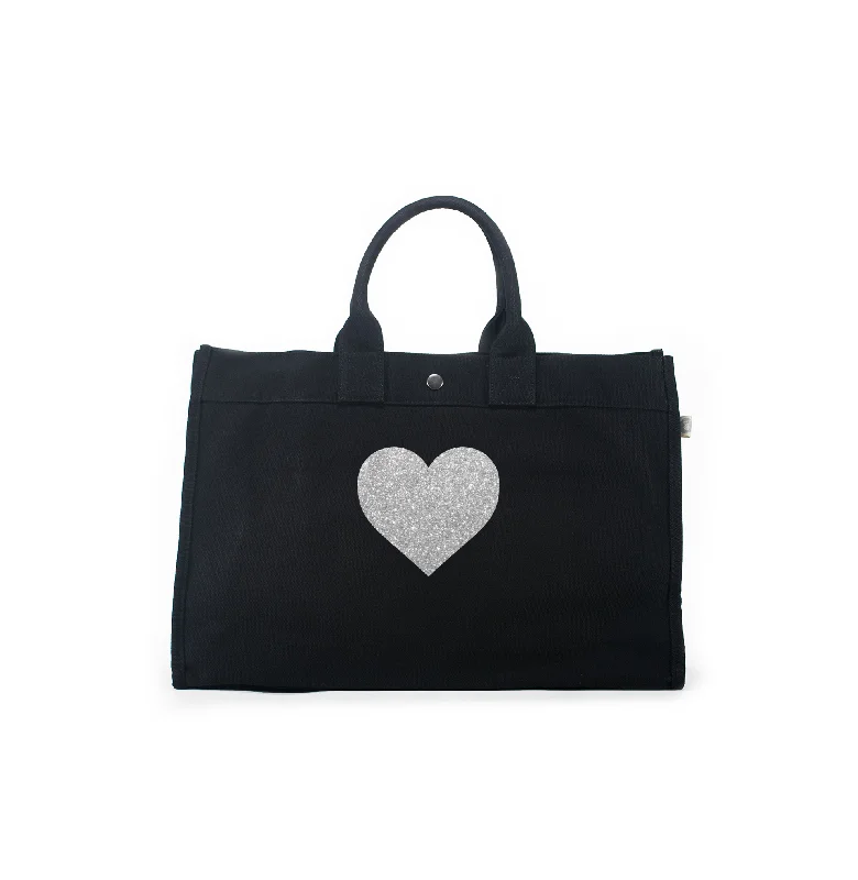 Fresh Fashion Discounts LOVE Collection: East-West Bag Black with Silver Glitter Heart Trendy And Classic Bags Now At Unbeatable Discounts Fresh Fashion Discounts LOVE Collection: East-West Bag Black with Silver Glitter Heart Trendy And Classic Bags Now At Unbeatable Discounts