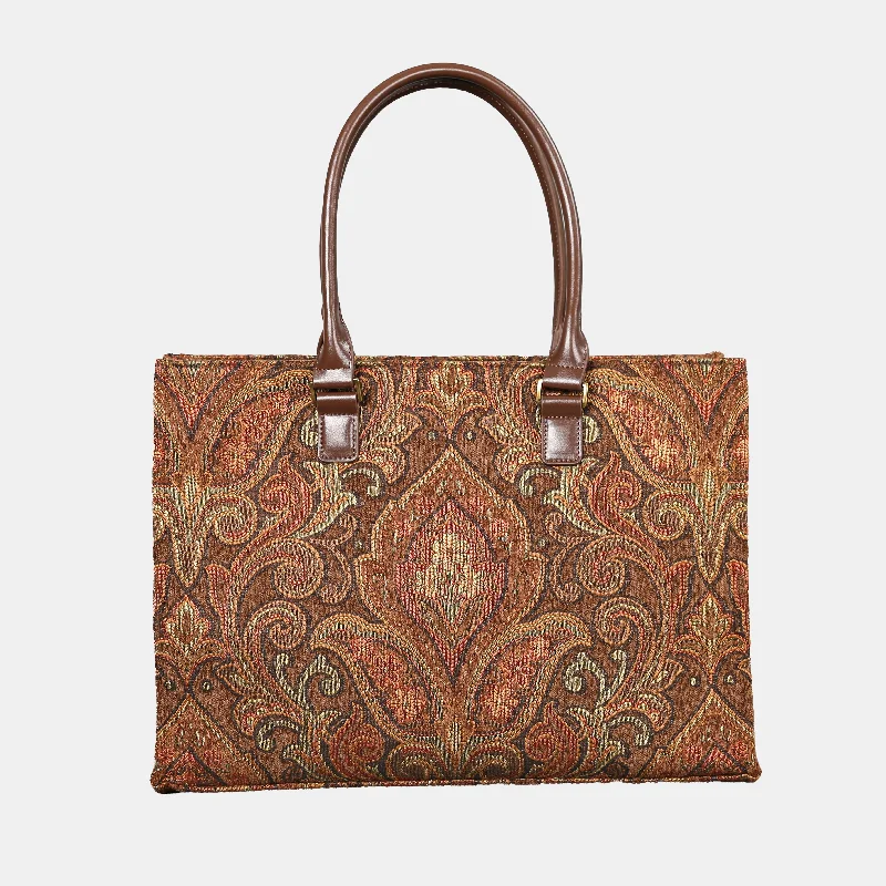 Modern Fashion Sale Damask D. Brown Laptop Work Tote Upgrade Your Look With Our Bag Sale