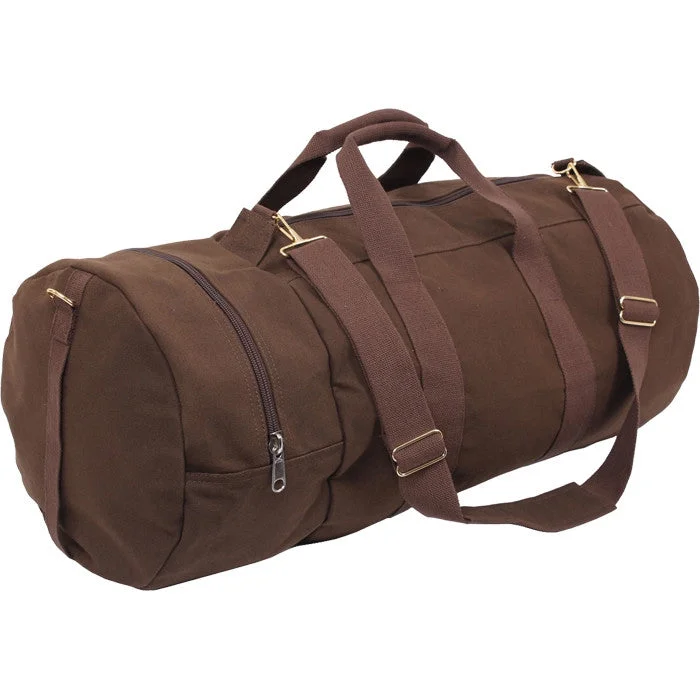 Ride The Style Wave Brown - Military Double-Ender Sports Shoulder Bag - Cotton Canvas Handbag Deals For Every Occasion Ride The Style Wave Brown - Military Double-Ender Sports Shoulder Bag - Cotton Canvas Handbag Deals For Every Occasion