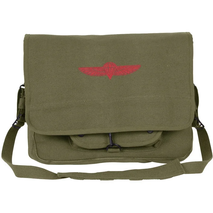 Chic Bags For Office Professionals And Urban Dwellers Olive Drab - Israeli Paratrooper Shoulder Bag with Emblem Modern Handbags With Stylish Discounts