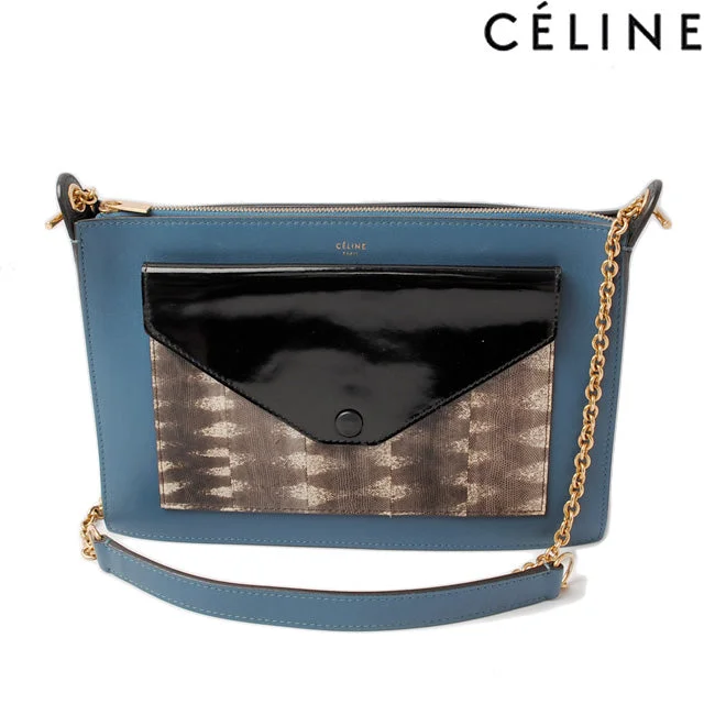 Stay Ahead In Style Celine Python Leather Chain Shoulder Bag Blue/Black Trendy Purses At Unbeatable Discounts Stay Ahead In Style Celine Python Leather Chain Shoulder Bag Blue/Black Trendy Purses At Unbeatable Discounts