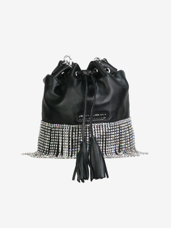Flash Sale, Don't Miss Black crystal-fringed leather bucket bag Upgrade Your Look With Our Exclusive Bag Deals Flash Sale, Don't Miss Black crystal-fringed leather bucket bag Upgrade Your Look With Our Exclusive Bag Deals