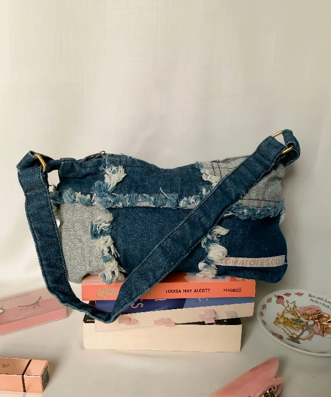 Trendy Festival Bags With Limited-Time Offers Denim Patchwork ShoulderBag Elegant Bags With Limited Stock Available
