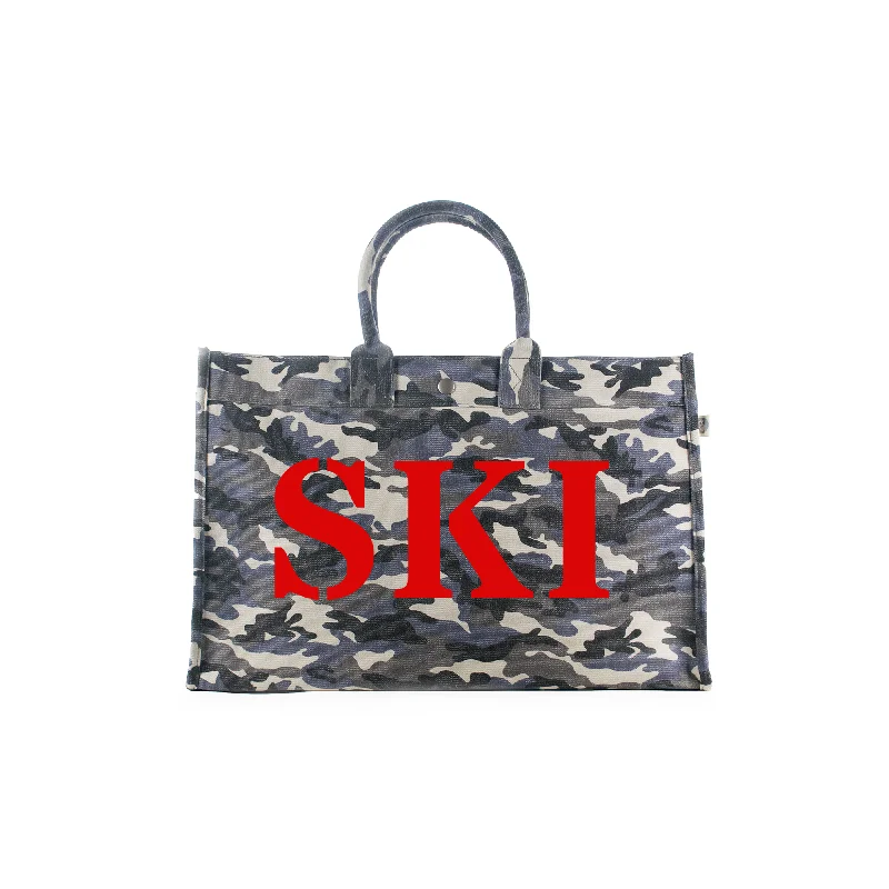 Anti-Theft And Budget-Friendly Bags East-West Bag Grey Camouflage with Red Matte SKI Stylish Totes, Special Discounts Anti-Theft And Budget-Friendly Bags East-West Bag Grey Camouflage with Red Matte SKI Stylish Totes, Special Discounts