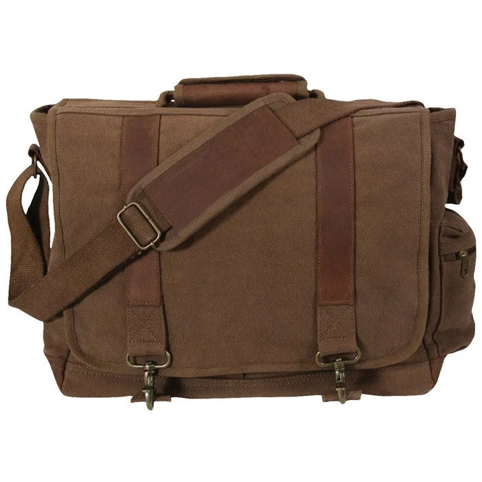 Vintage-Inspired Earth Brown - Pathfinder Laptop Shoulder Bag - Leather Canvas Statement Bags, Shop Today