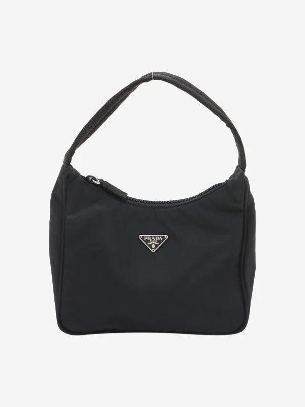 Embrace New Fashion Black Tessuto shoulder bag with front triangle logo Luxury Meets Affordability – Shop Stunning Bags Now Embrace New Fashion Black Tessuto shoulder bag with front triangle logo Luxury Meets Affordability – Shop Stunning Bags Now