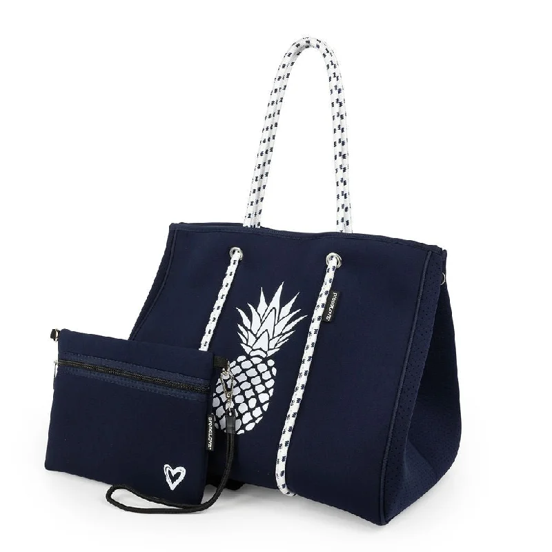 Designer Bags For Luxury Collectors NEW: Classic Large Tote - Pineapple on Navy Chic Bags, Shop Now Designer Bags For Luxury Collectors NEW: Classic Large Tote - Pineapple on Navy Chic Bags, Shop Now