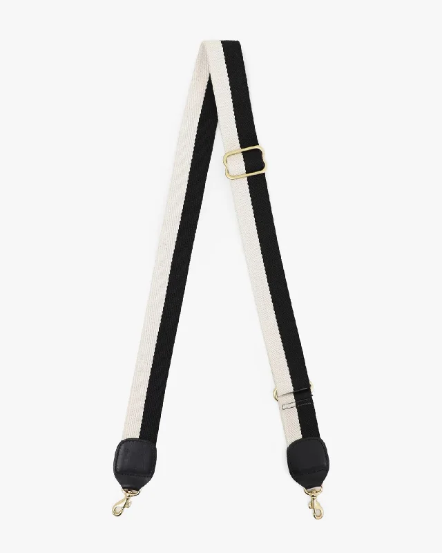 Adjustable Webbing Strap – Black + Cream Stripe Must-Have Bags, Big Discounts