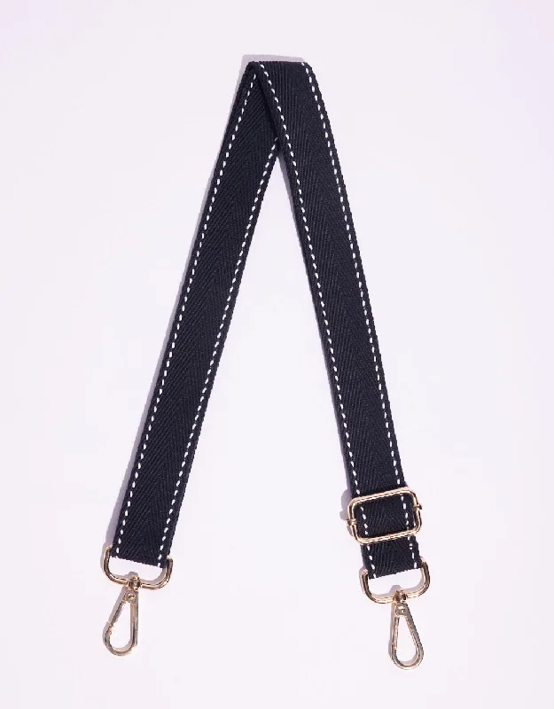 Bag Strap - Black/White Stitching Timeless Handbags Now At Special Discounts