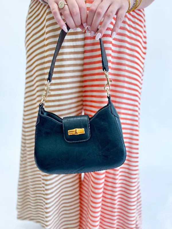 Bamboo Shoulder Bag-Black Fashionable Handbags, Limited-Time Deals