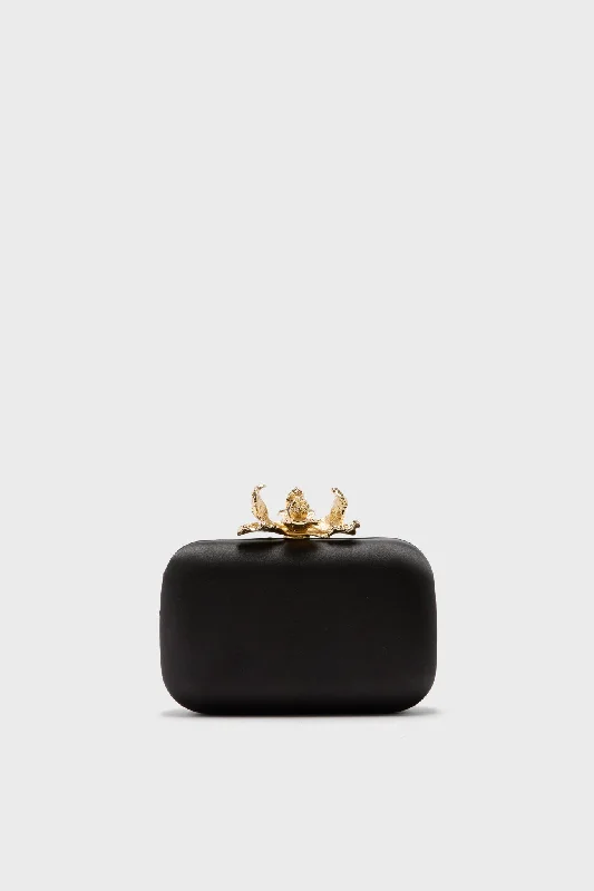 Black Adele Orchid Lock Clutch Designer-Inspired Bags, Best Prices