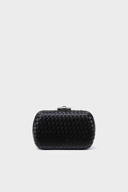 Black Evelyn Woven Clutch Sleek Bags, Perfect Prices
