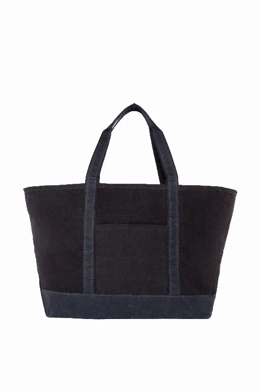 Black Waxed Large Canvas Tote Trendy And Classic Bags Now At Unbeatable Discounts