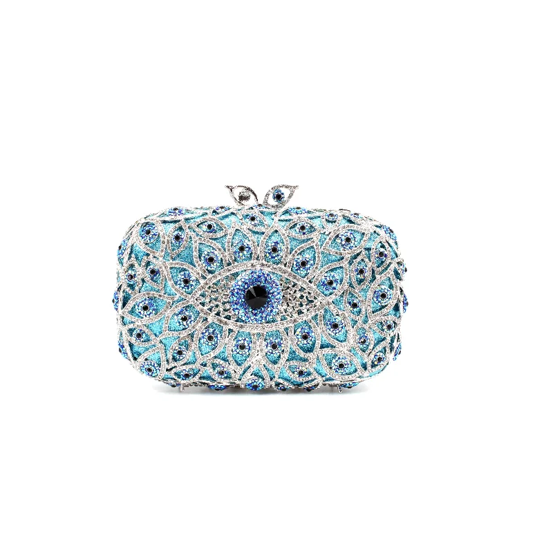 Blue AB Multi Eyes Clutch Timeless Handbags Now At Special Discounts