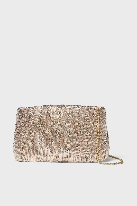 Champagne Shimmer Brit Pleated Clutch Affordable Elegance, Grab Yours Now