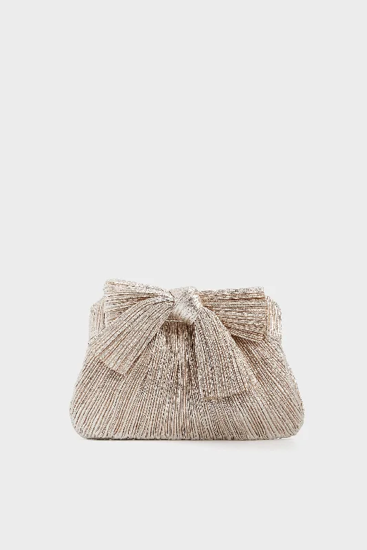 Champagne Shimmer Rayne Pleated Frame Clutch Elegant Purses, Shop & Save