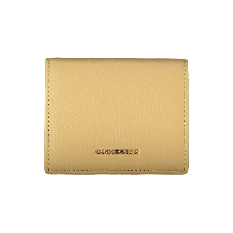 Coccinelle Beige Leather Wallet Affordable Elegance With High-Quality Bags
