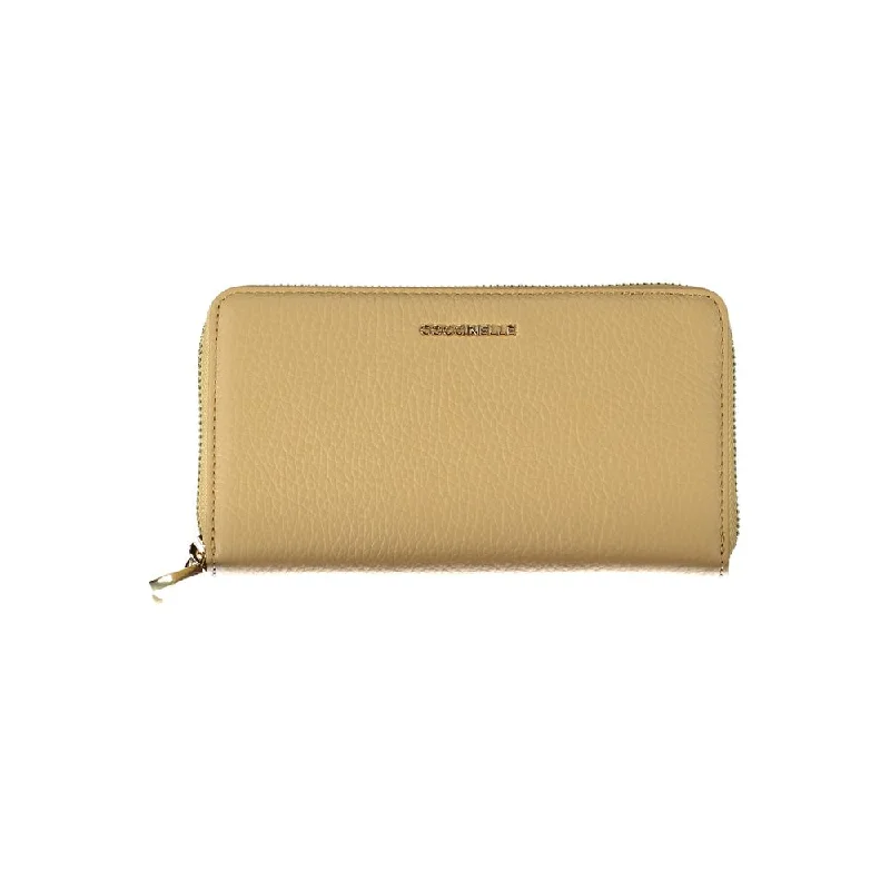 Coccinelle Beige Leather Wallet Fashionable Handbags At Must-Have Prices