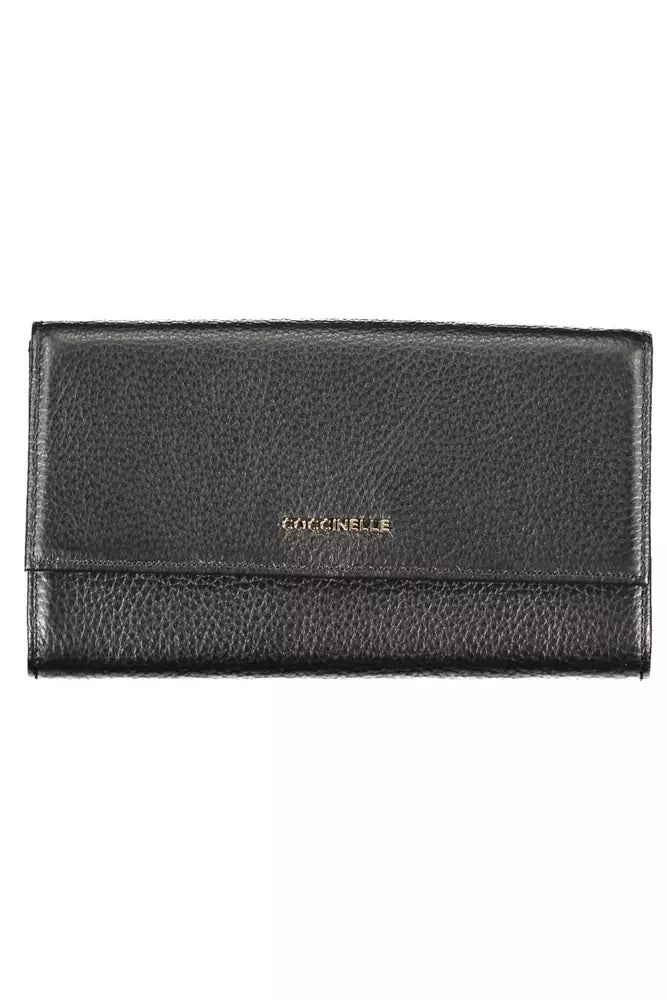Coccinelle Black Leather Women Wallet Chic Shoulder Bags At Promotional Rates