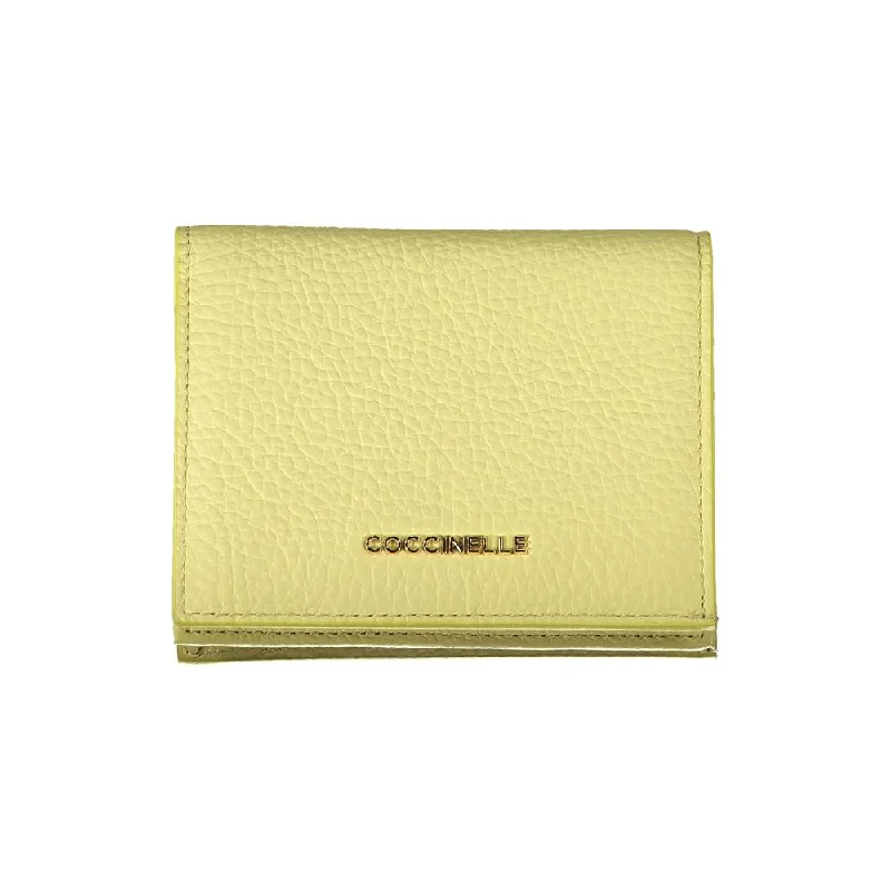 Coccinelle Yellow Leather Wallet Fashionable Bags With Special Seasonal Offers