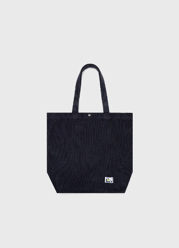 Corduroy Tote Bag in Navy Designer Bags At Lower Prices