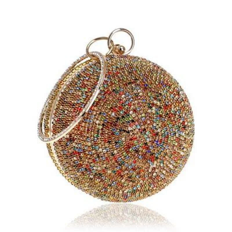 Diamonds Colorful Lady Round Shaped  Evening Clutch Bag Trendy Purses With Limited-Time Offers