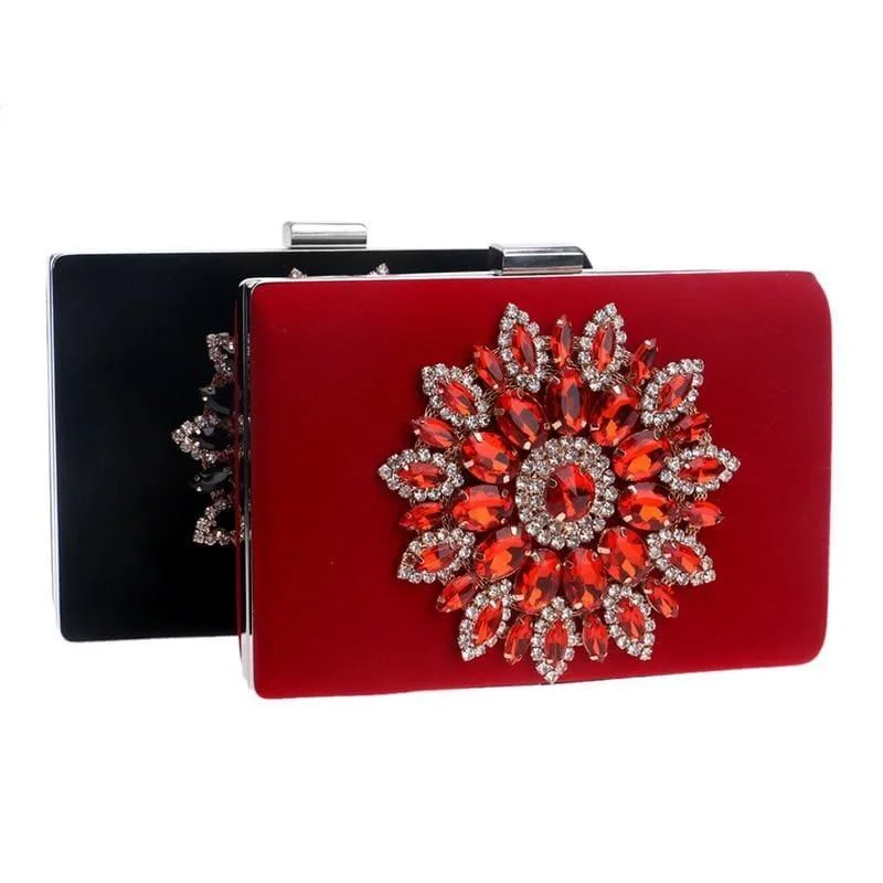 Flower Rhinestones Clutches Purse Bag Seasonal Sale On Trendy Handbags