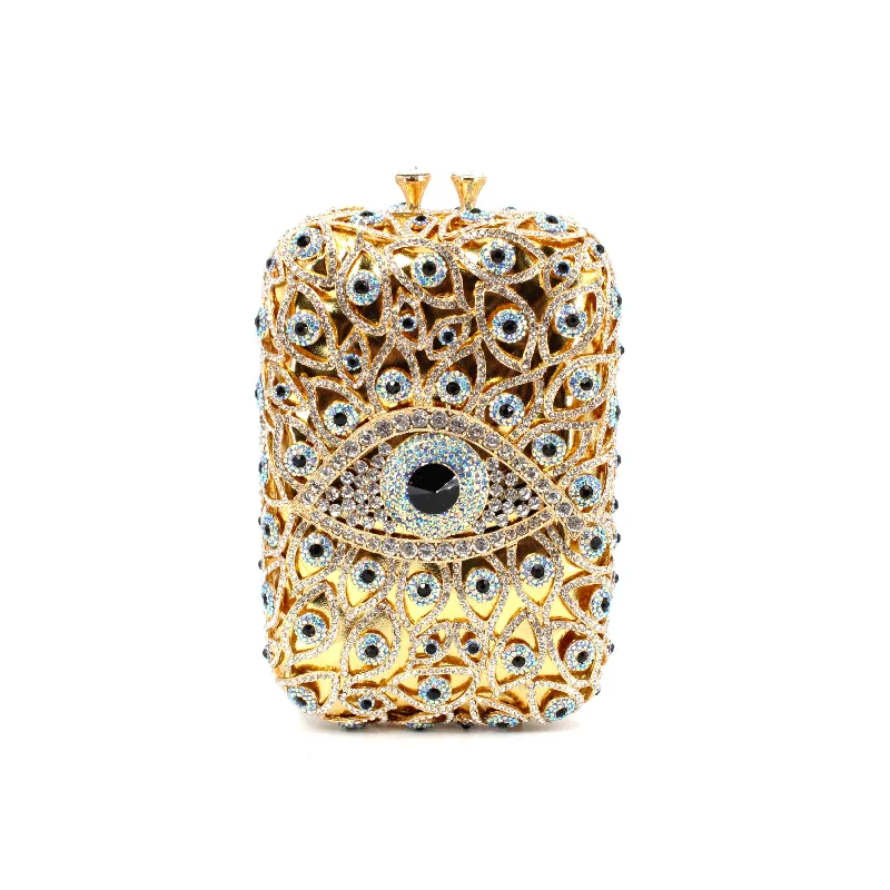 Gold Multi Eyes Clutch Must-Have Bags At Irresistible Discounts