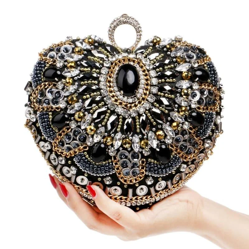 Heart Finger Ring Diamonds Purse Clutch Embroidery Beaded Rhinestones Bag Handbag Deals For Every Occasion
