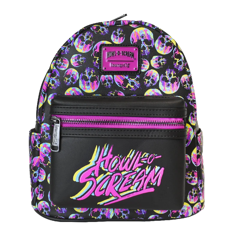 Howl-O-Scream Neon Drip Skull Loungefly Backpack Classic Totes, Exclusive Deals