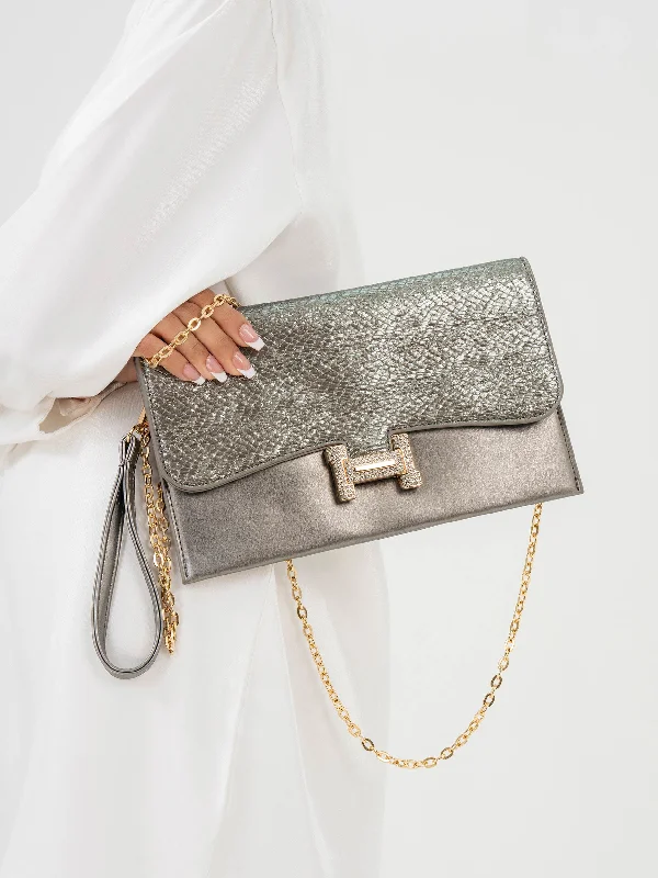 Snake Textured Clutch Flash Sale On Handbags