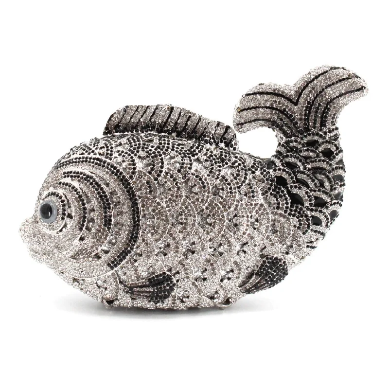 Silver/Black Fish Clutch Trendy Backpacks With Big Discounts