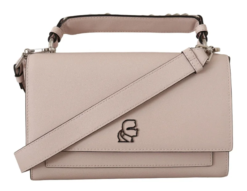 Karl Lagerfeld Mauve Elegance Leather Shoulder Bag Carry Elegance For Less