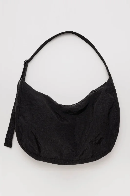 Large Nylon Crescent Bag (Black) Stylish Totes, Special Discounts