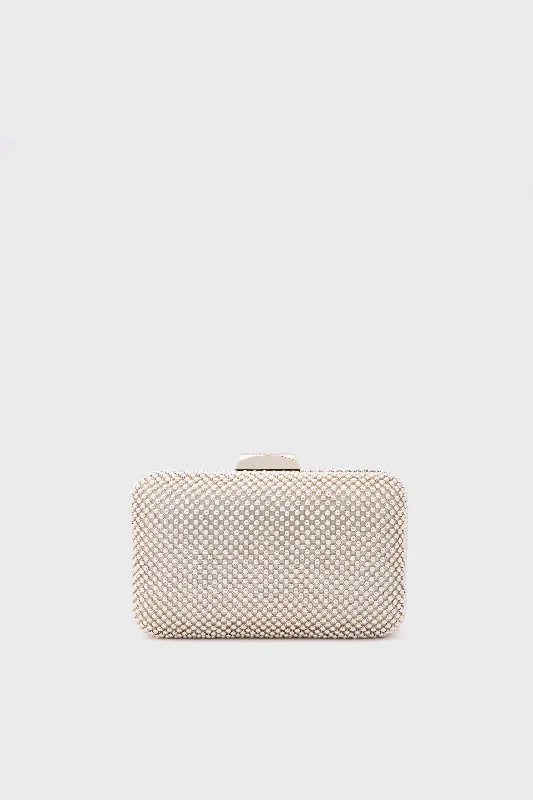 Light Gold Natasha Ball Mesh Clutch Statement Bags, Shop Today