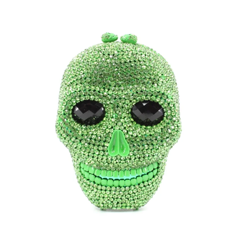 Lime Green Skull Head Clutch Elegant Totes At Limited-Time Prices