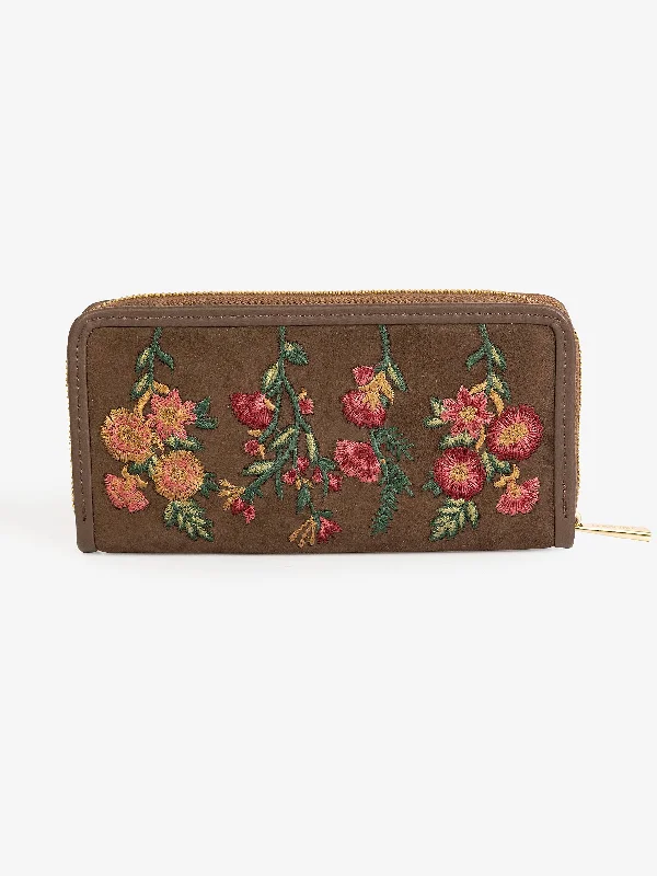 Embroidered Wallet Elegant Totes At Limited-Time Prices
