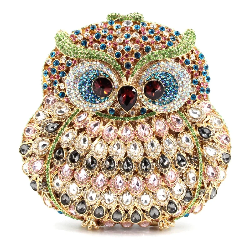Multi Blue Green Owl Clutch Affordable Elegance With High-Quality Bags
