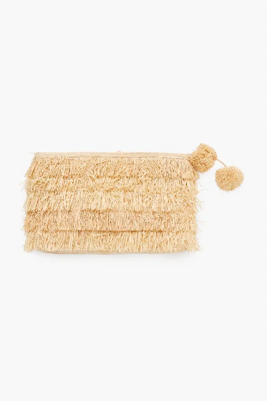Natural Sasha Fringe Clutch Designer Bags At Low Prices