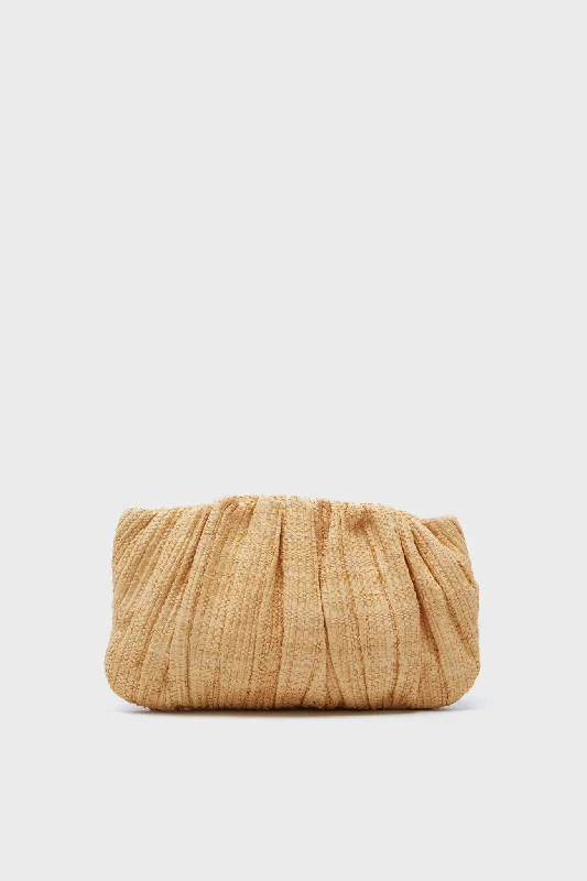 Natural Straw Brit Pleated Clutch Trendy Purses, Limited Offer