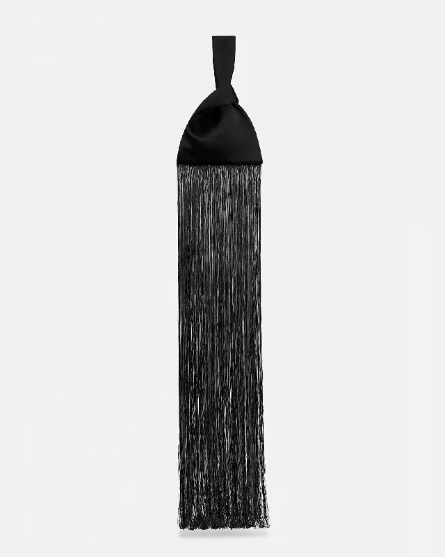 Jen Mini Fringe - Tech Satin Clutch Bag - Black Affordable Luxury – Exclusive Savings On Premium Bags Jen Mini Fringe - Tech Satin Clutch Bag - Black Affordable Luxury – Exclusive Savings On Premium Bags