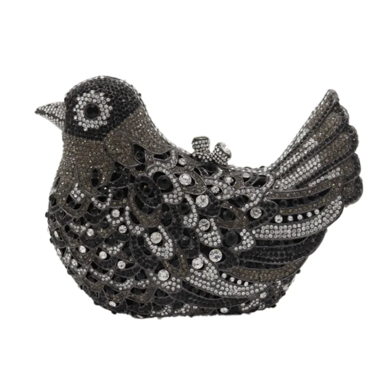 Silver/Black Bird Clutch Your Perfect Bag At The Perfect Price