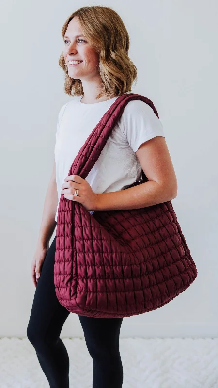 Puffer Tote - Maroon Fashionable Handbags, Limited-Time Deals