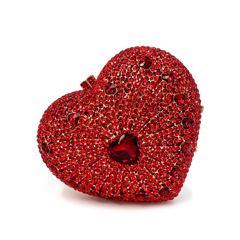 Red Heart Clutch Fashionable Handbags At Must-Have Prices