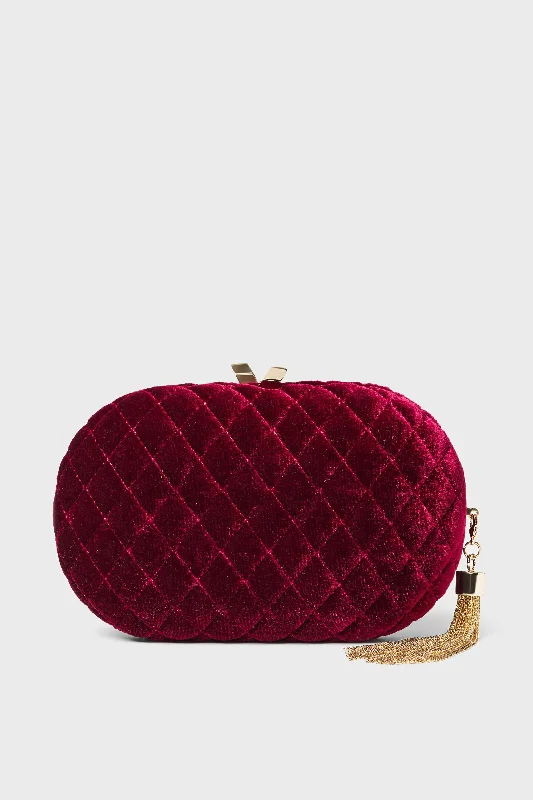 Red Rikki Quilted Velvet Clutch Stylish Bags At Unbeatable Prices