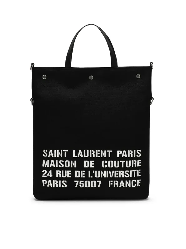 Black North/South tote bag in canvas Flash Sale On Designer Bags