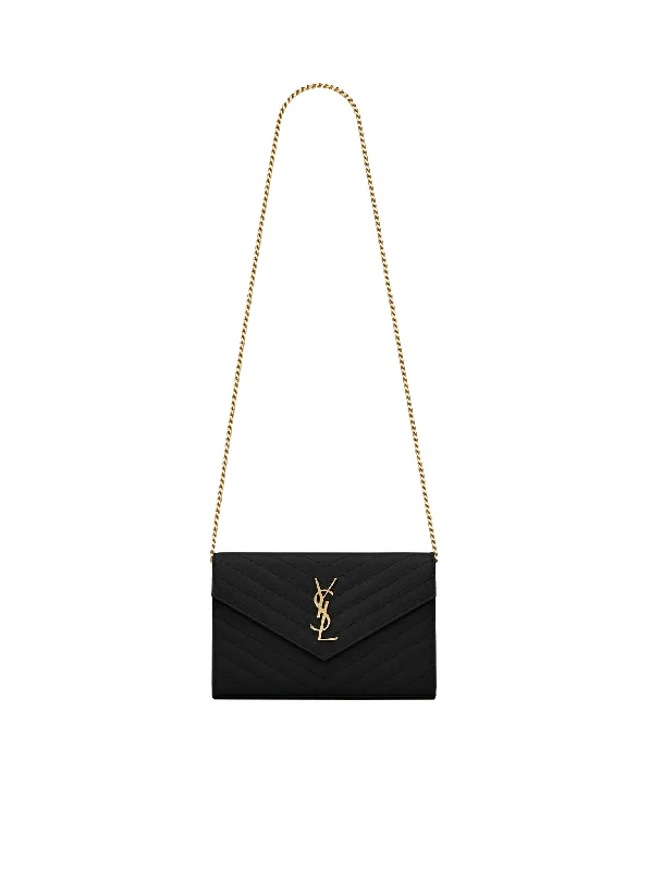 CASSANDRE SAINT LAURENT MATELASSÉ CHAIN WALLET IN GRAIN DE POUDRE EMBOSSED LEATHER Best Bag Sale Of The Season