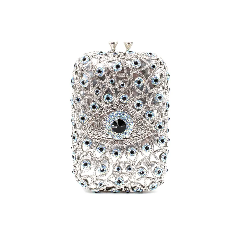 Silver Multi Eyes Clutch Luxury Meets Affordability – Shop Stunning Bags Now