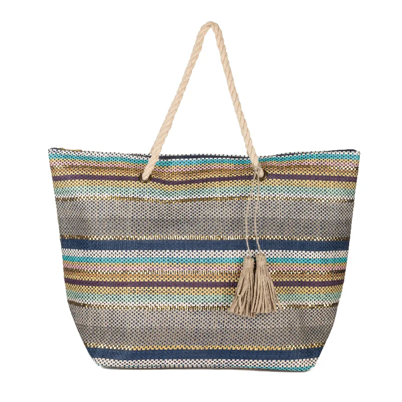 Striped Paper Lurex Tote Shop Stylish Bags At Unbeatable Prices